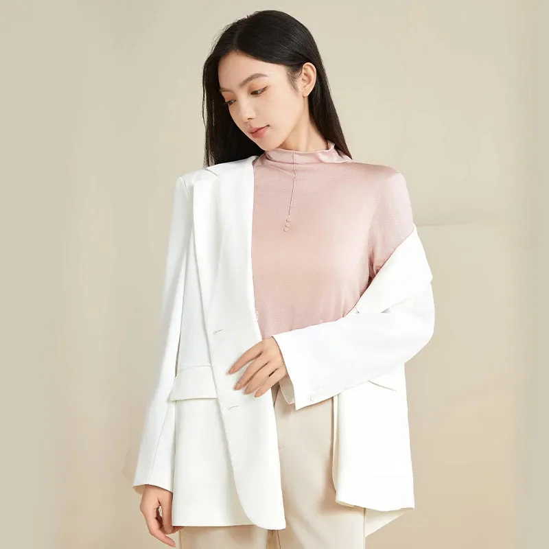 100% Silk Mock-Neck Top