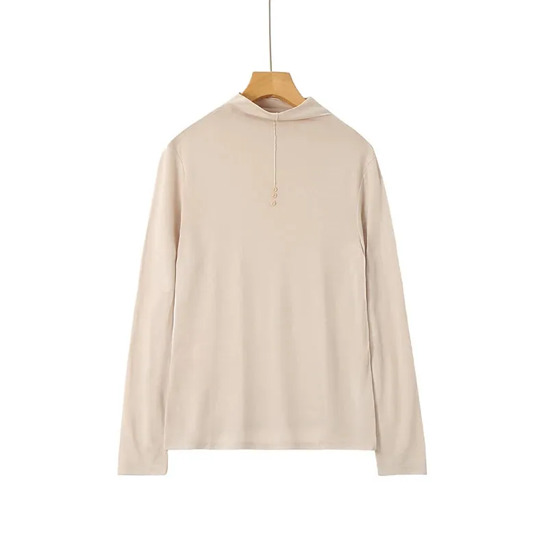 100% Silk Mock-Neck Top