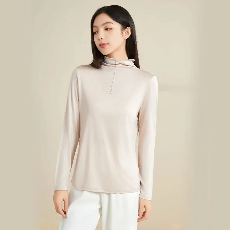 100% Silk Mock-Neck Top