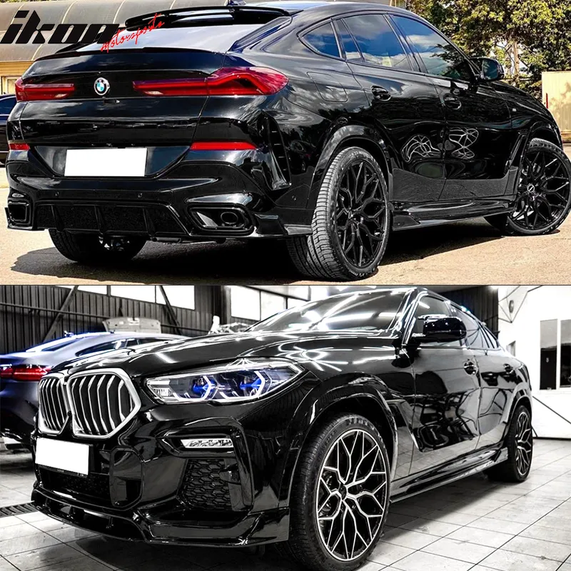 2020-2024 BMW G06 X6 M Sport Gloss Black Side Skirts Rocker Panel PP