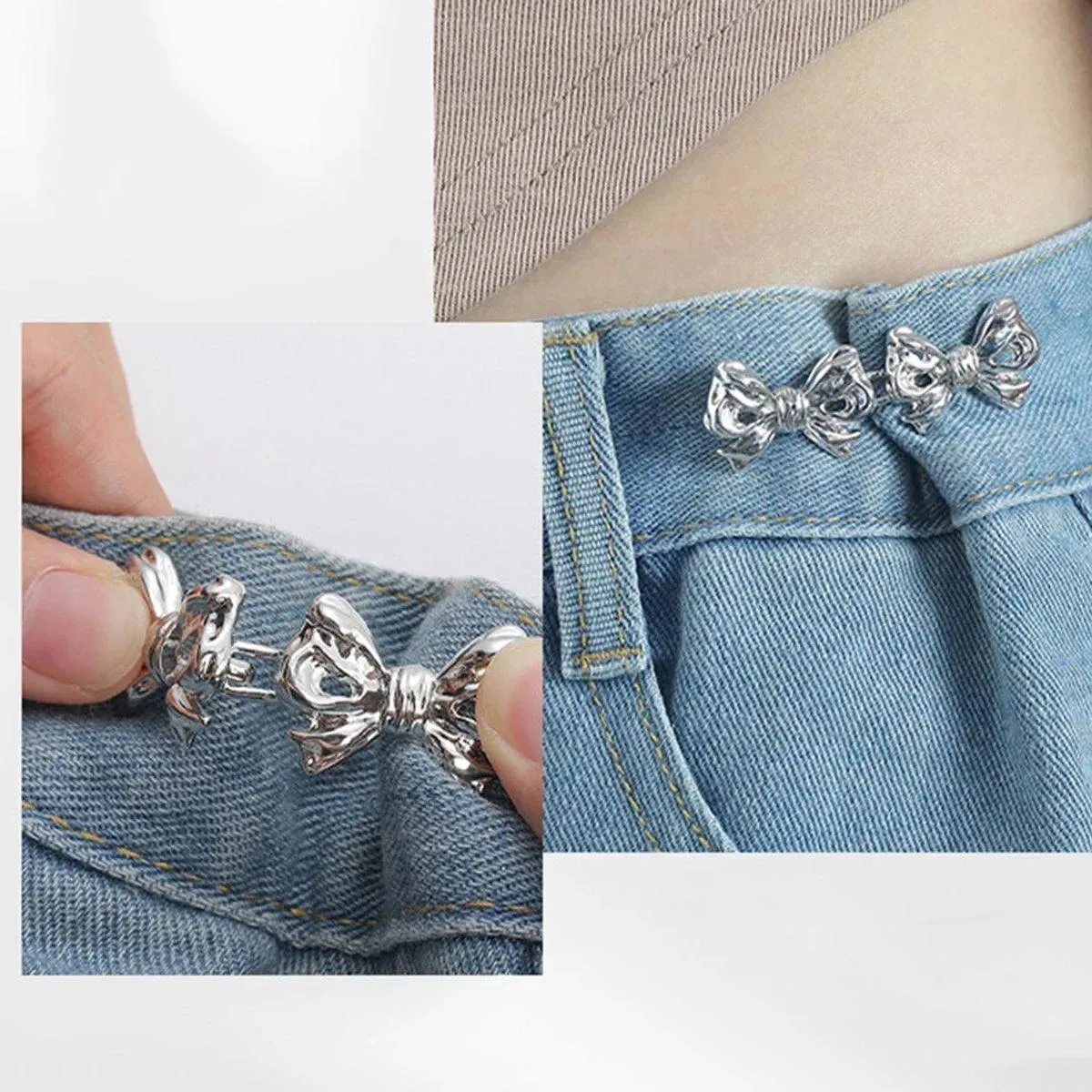 Adjustable Waistband Bowknot Set: Chic & Practical Button Adjusters