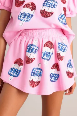 Americana Allure Bubblegum Pink Sequin Skort