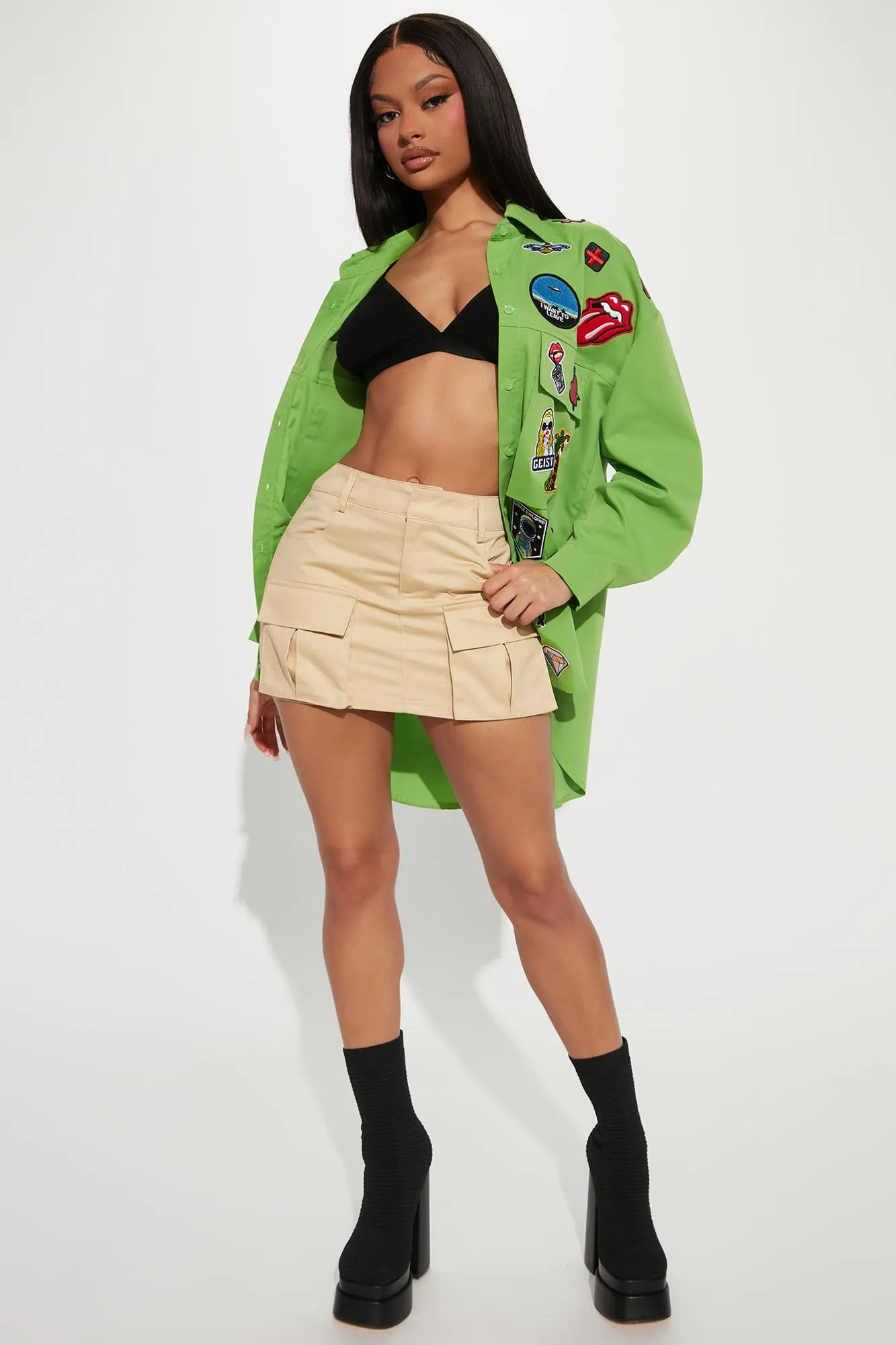 Bethany Cargo Mini Skirt - Khaki