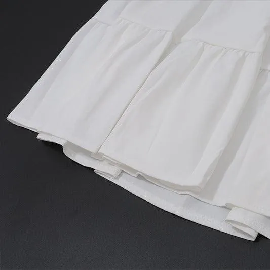 Black and White Spliced Cami Top and High-Waisted Tiered Skirt Set