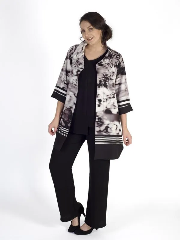Black Fine rib trouser-slight flare