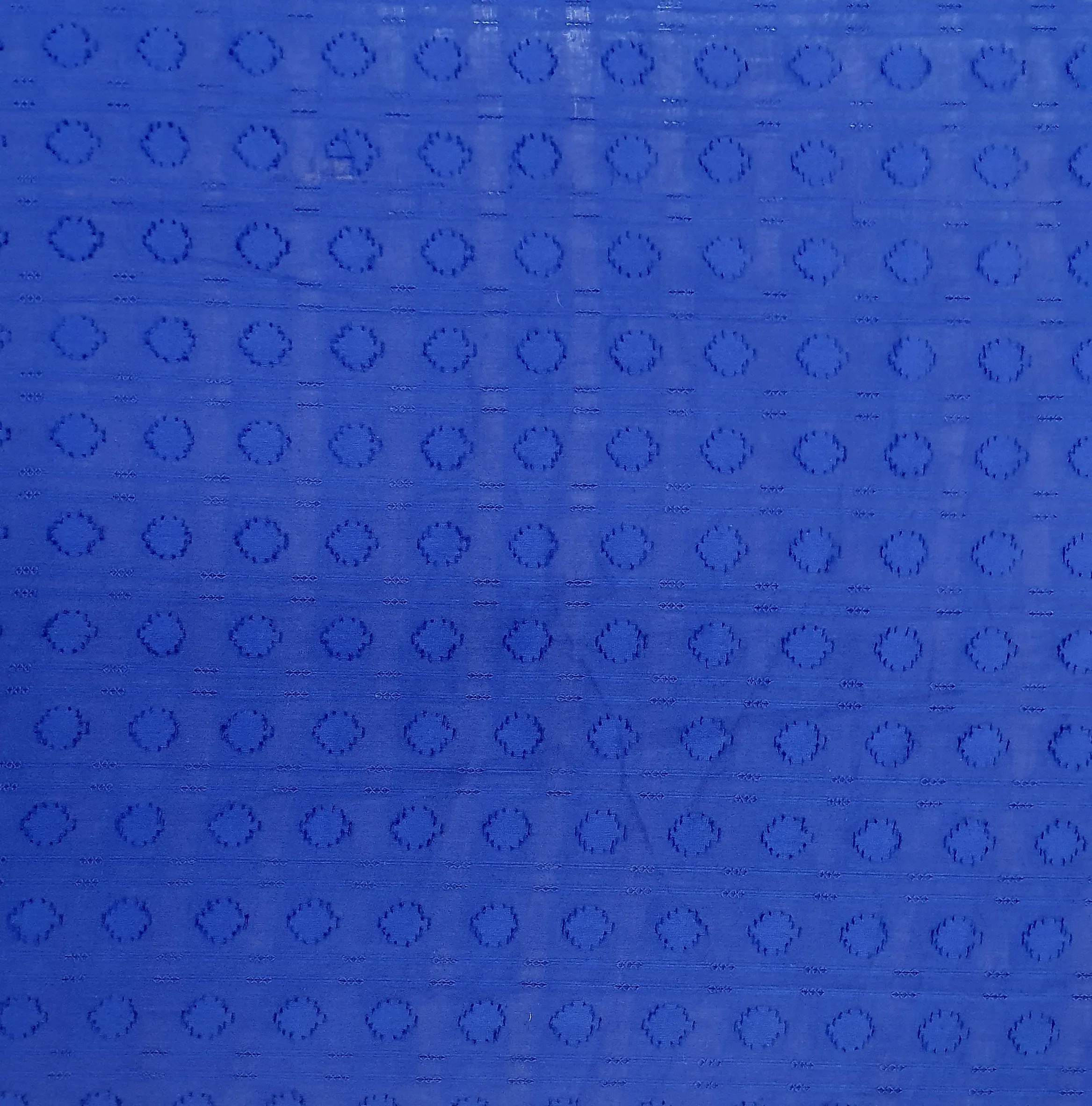 Blue Solid Jacquard Cotton Fabric, 48 Inches Plain Weave