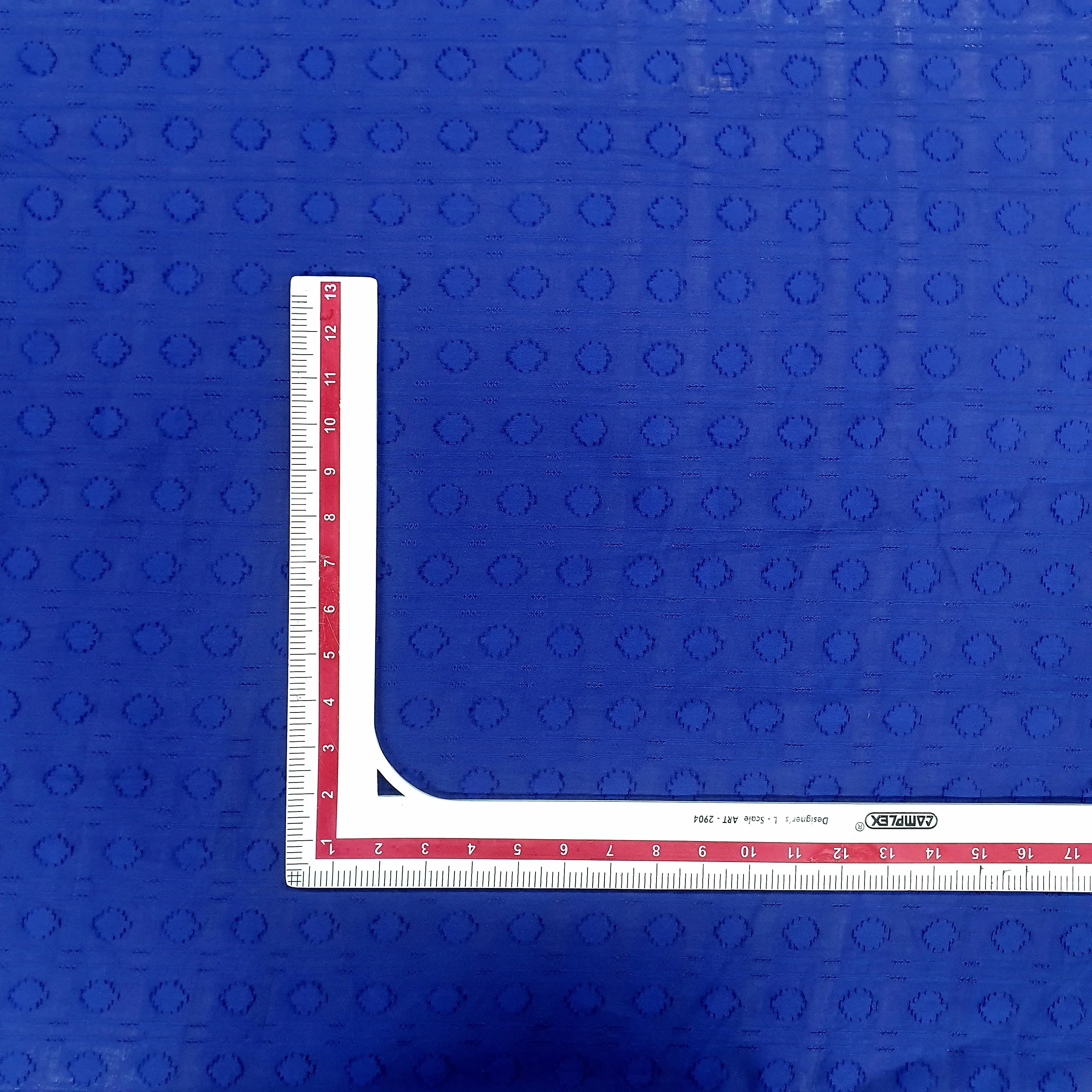 Blue Solid Jacquard Cotton Fabric, 48 Inches Plain Weave