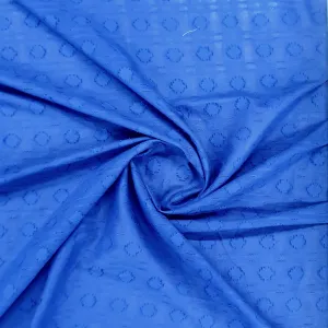 Blue Solid Jacquard Cotton Fabric, 48 Inches Plain Weave
