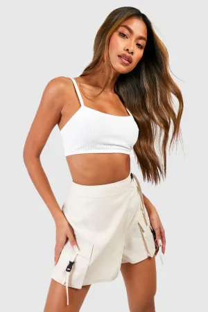 Boohoo Cargo Cover Skirt, Ecru