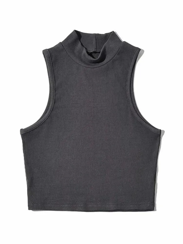 Chic Sleeveless Crop Top: Summer Essential with High Stretch Fabric - Stylish Elegance for Every Occasion