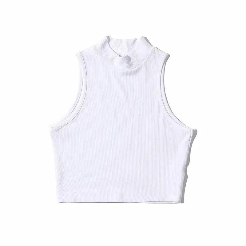 Chic Sleeveless Crop Top: Summer Essential with High Stretch Fabric - Stylish Elegance for Every Occasion