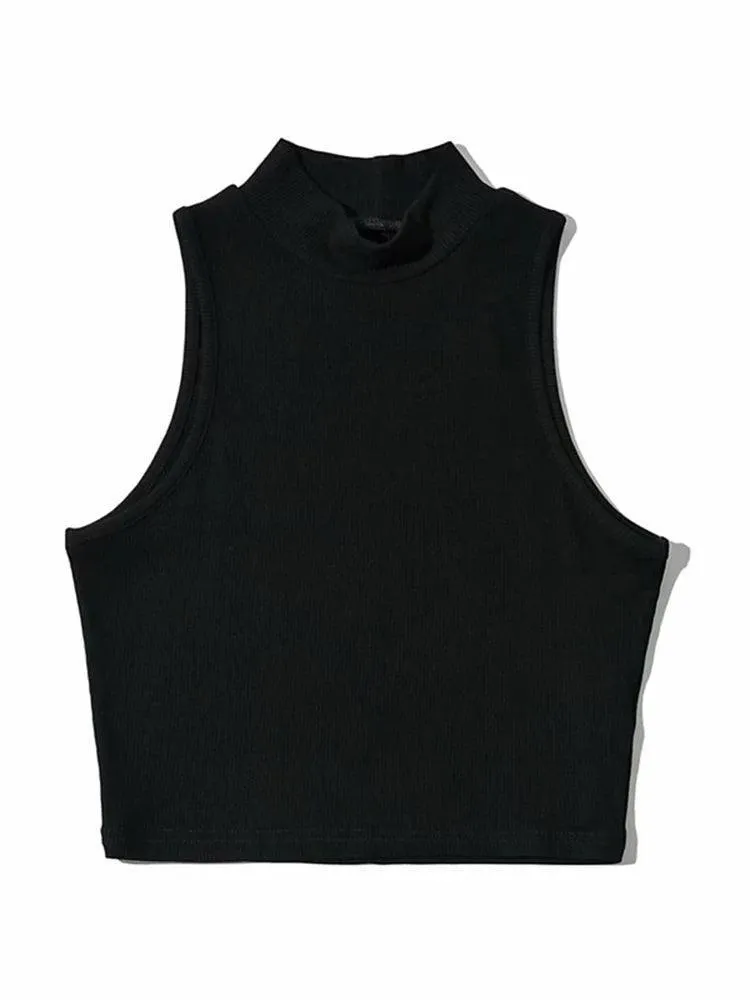 Chic Sleeveless Crop Top: Summer Essential with High Stretch Fabric - Stylish Elegance for Every Occasion