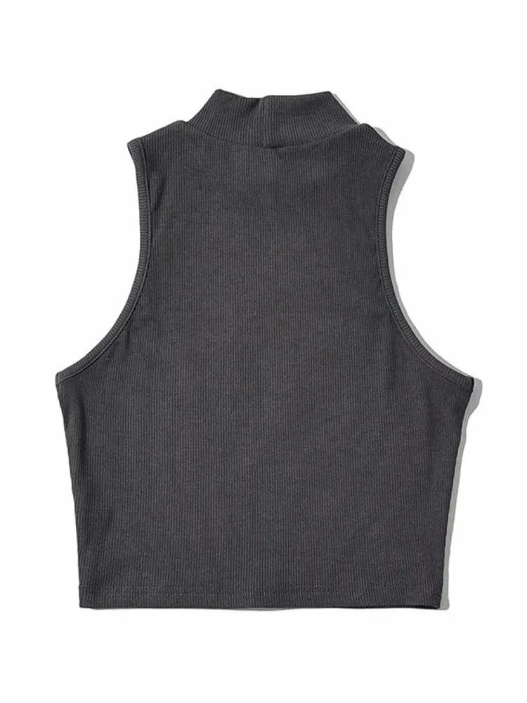 Chic Sleeveless Crop Top: Summer Essential with High Stretch Fabric - Stylish Elegance for Every Occasion