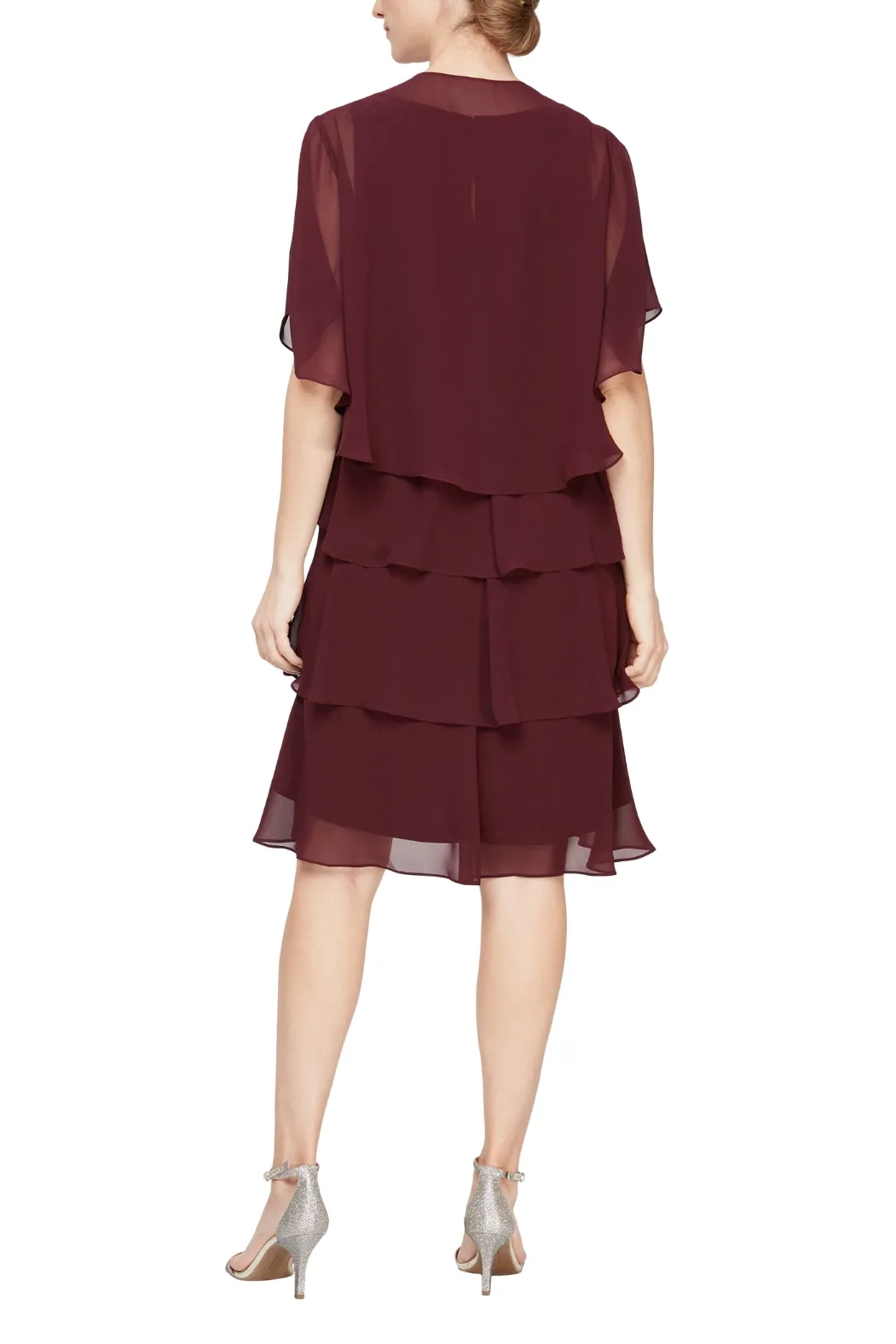 Chiffon Tier Jacket Dress - Elegant Women's Evening Wear