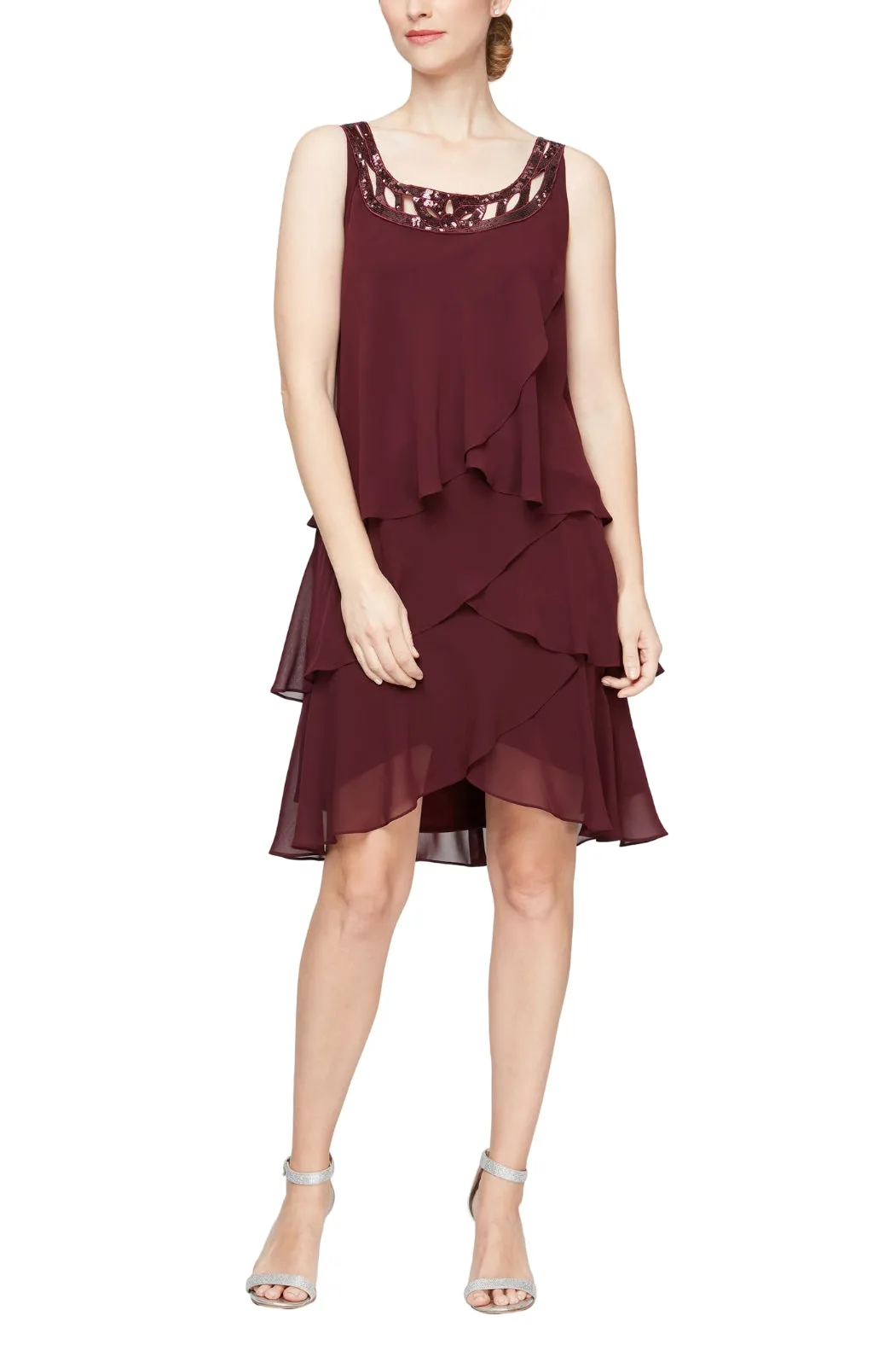 Chiffon Tier Jacket Dress - Elegant Women's Evening Wear