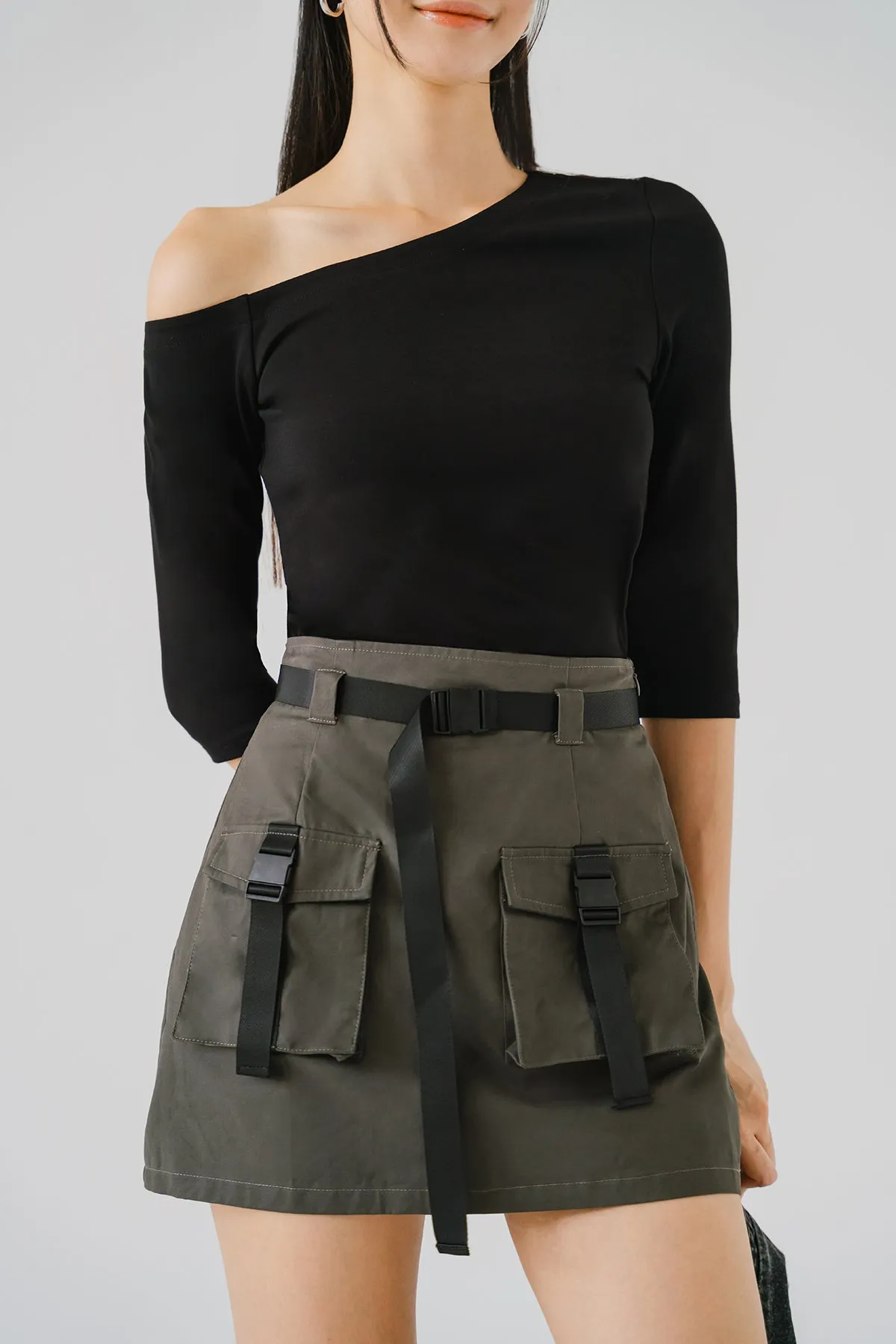 Concrete Buckle Skort (Slate Grey)
