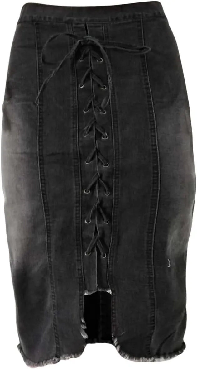 Cowgirl Pencil Skort for Women Linen Denim Midi Knee Length Skorts Women 2025 Fashion
