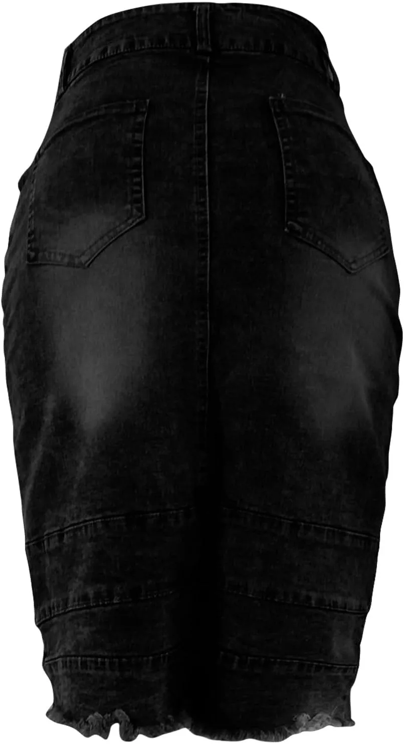 Cowgirl Pencil Skort for Women Linen Denim Midi Knee Length Skorts Women 2025 Fashion