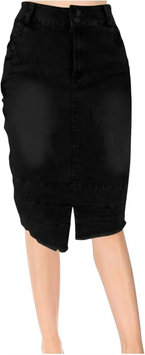 Cowgirl Pencil Skort for Women Linen Denim Midi Knee Length Skorts Women 2025 Fashion