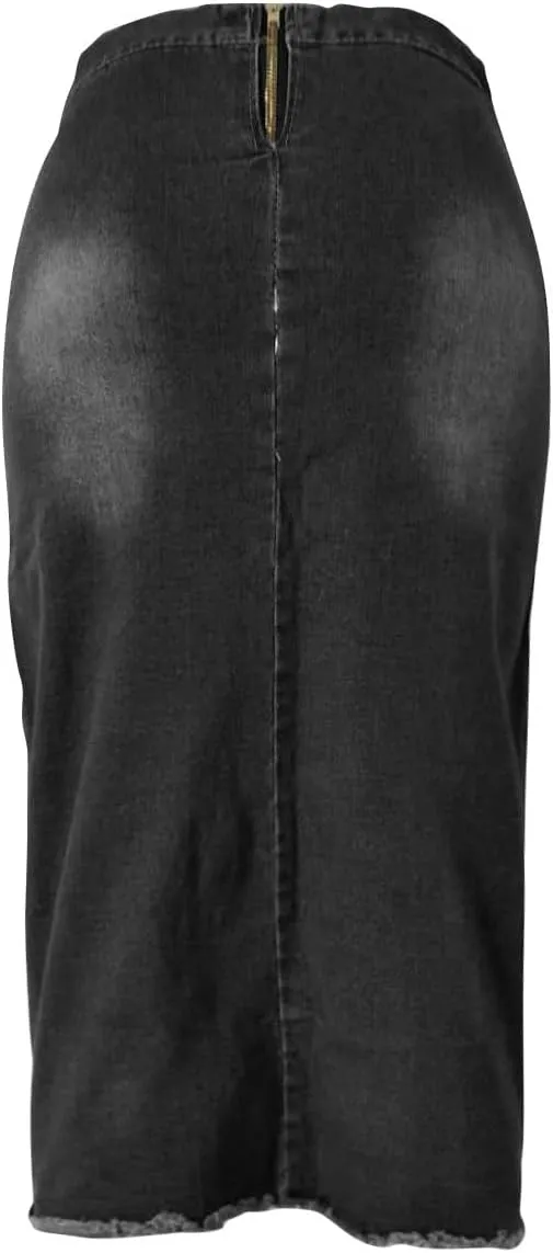 Cowgirl Pencil Skort for Women Linen Denim Midi Knee Length Skorts Women 2025 Fashion