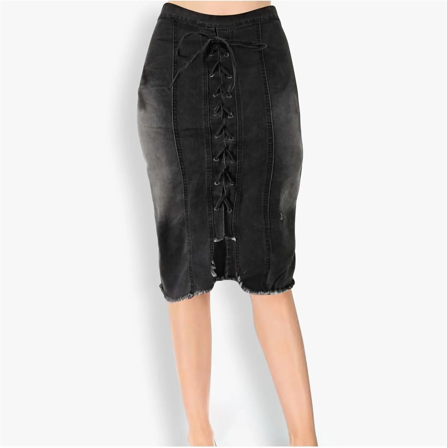 Cowgirl Pencil Skort for Women Linen Denim Midi Knee Length Skorts Women 2025 Fashion