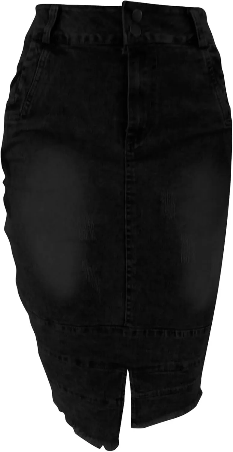 Cowgirl Pencil Skort for Women Linen Denim Midi Knee Length Skorts Women 2025 Fashion