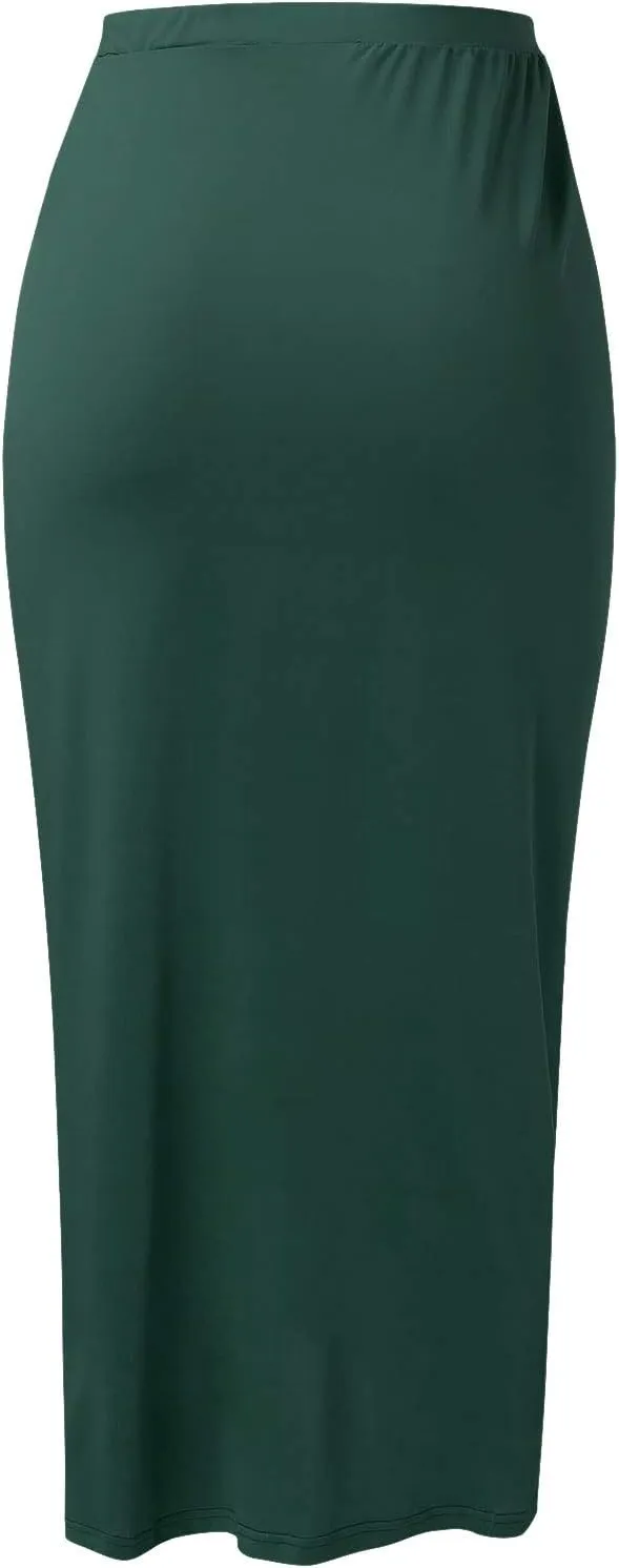 Elastic Draped Asymmetrical Casual Solid Waist Maxi High Wrap Slit Skirt Women's Skirt Tree Skirt Box