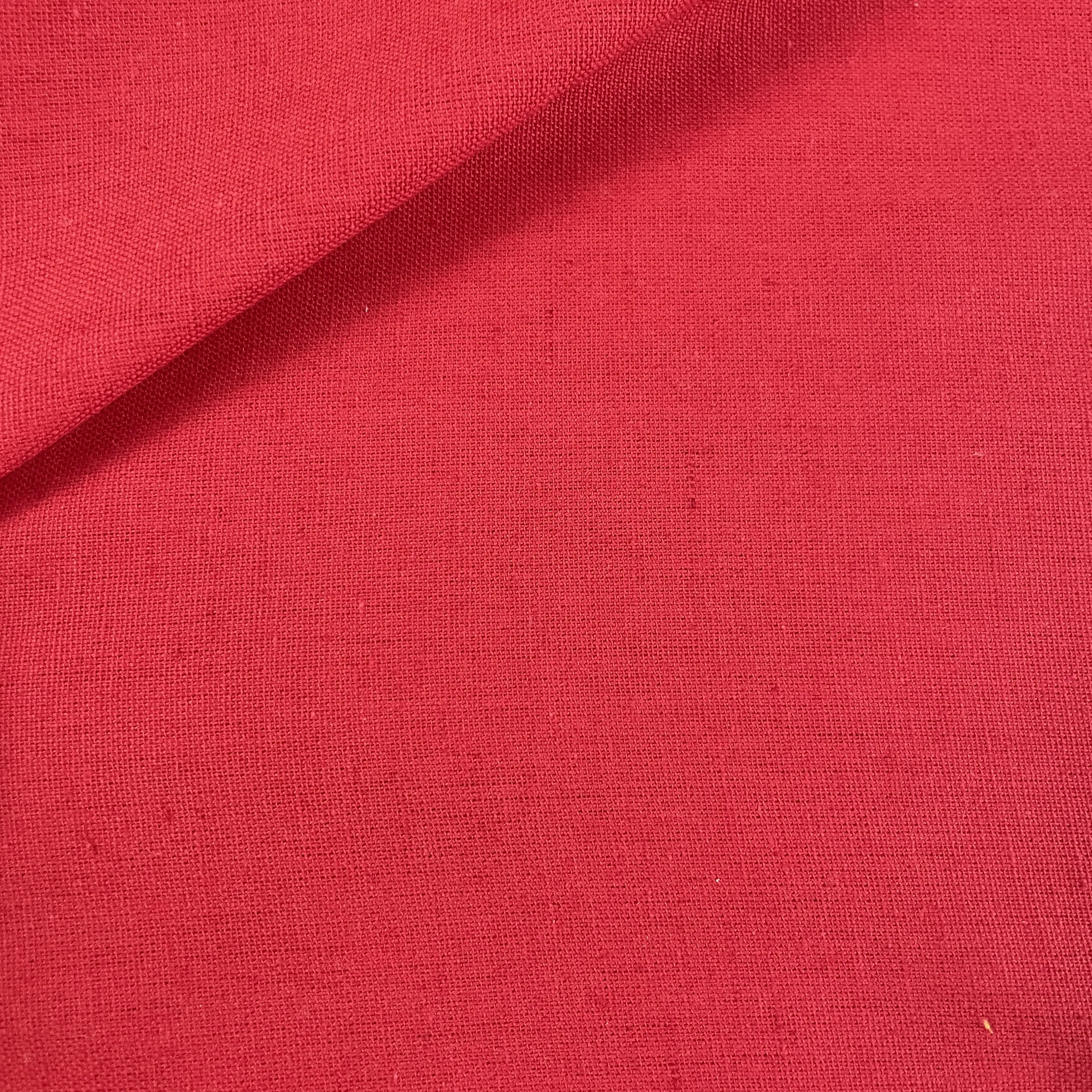 Exclusive Cotton Linen Slub Red Solid Fabric Fabric