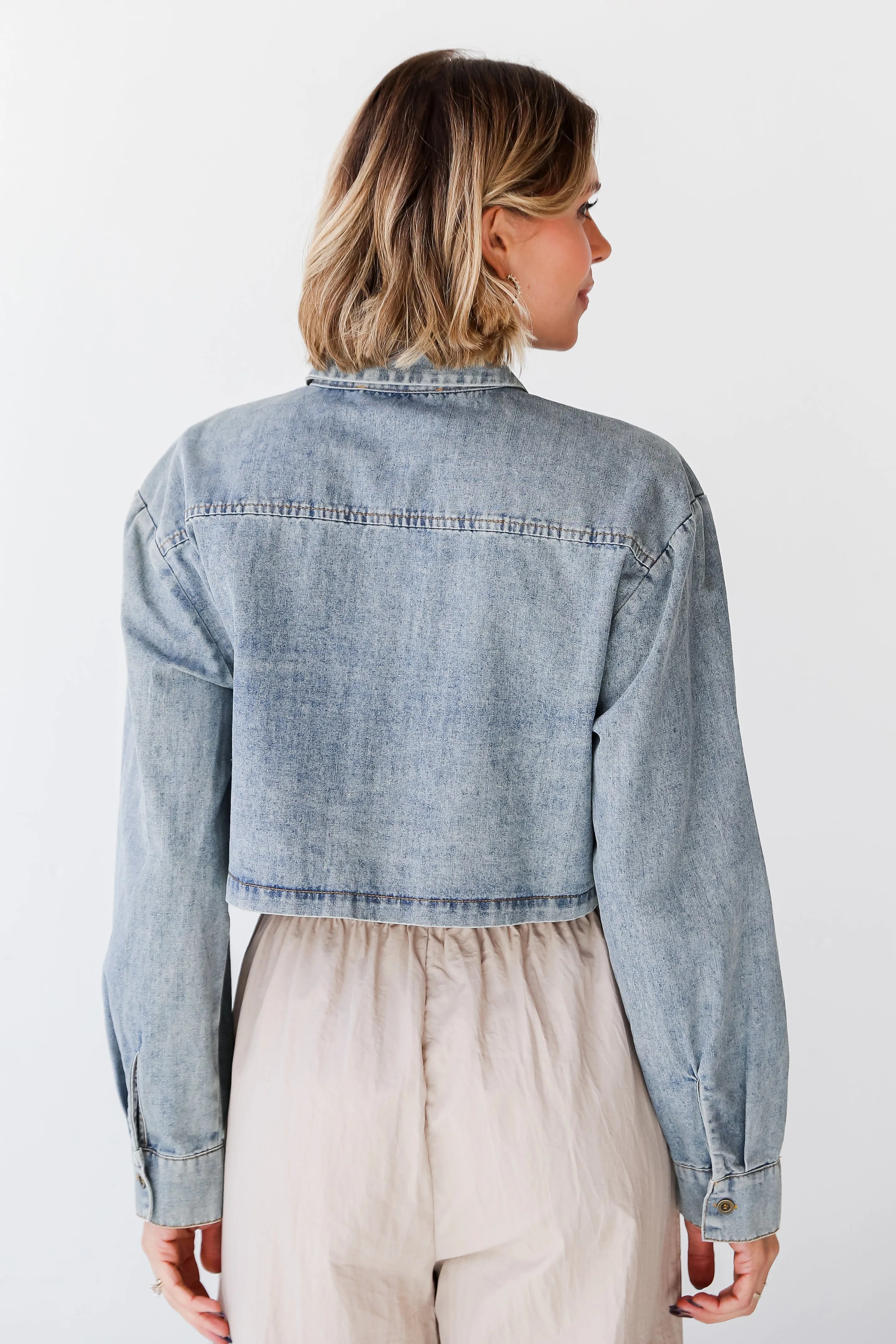 FINAL SALE - Casually Impressive Grey Denim Cropped Blouse