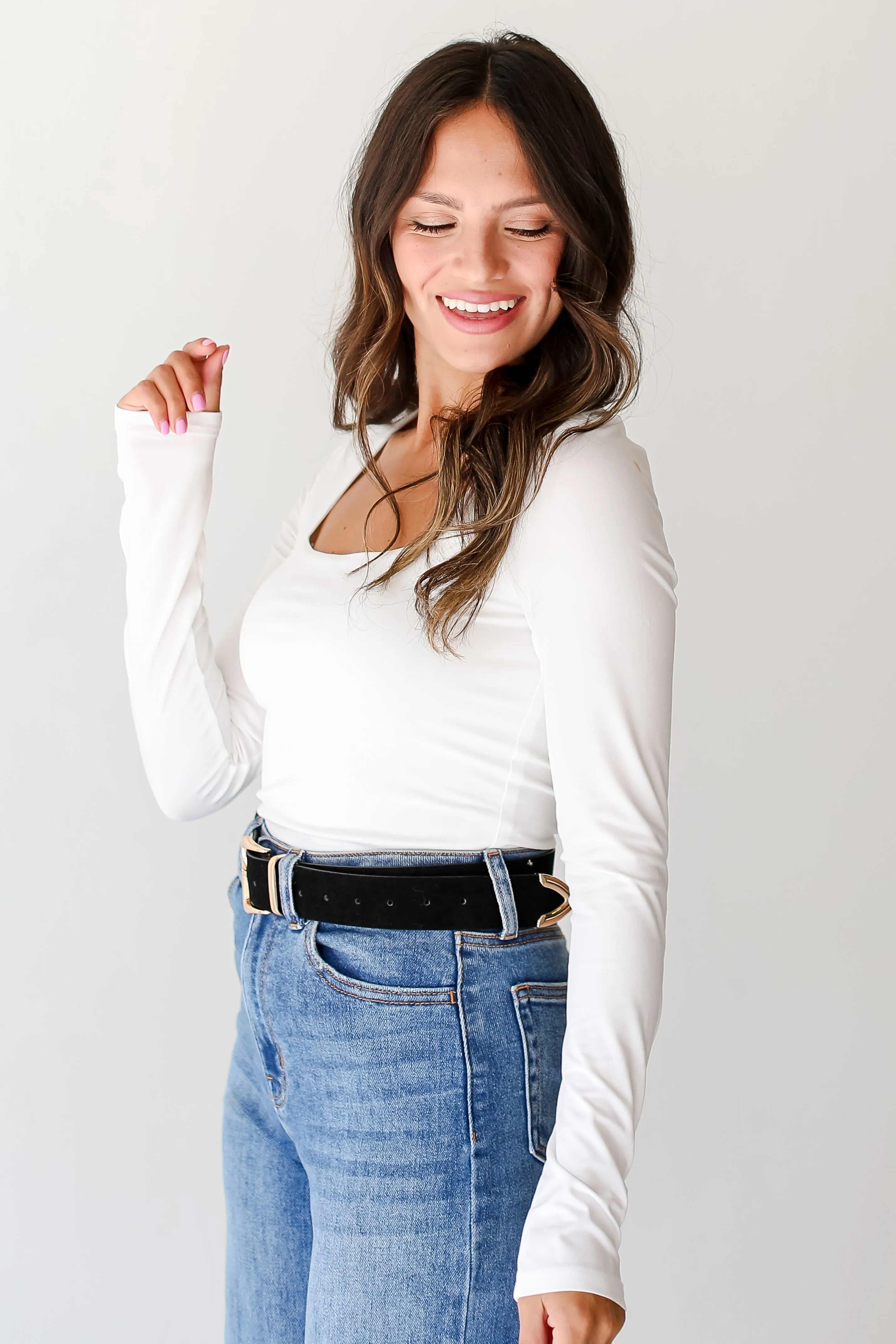 FINAL SALE - Couldn't Be Better Square Neck Long Sleeve Bodysuit