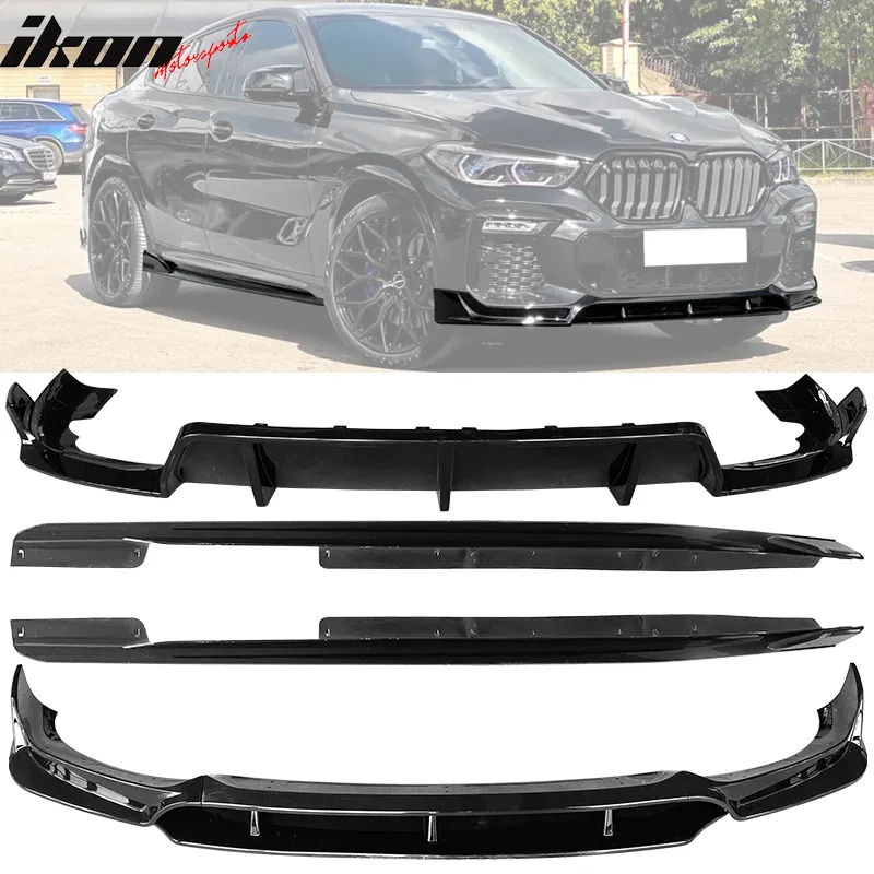 Fits 20-23 G06 X6 M Sport IKON Gloss Black Front Rear Lip Side Skirt
