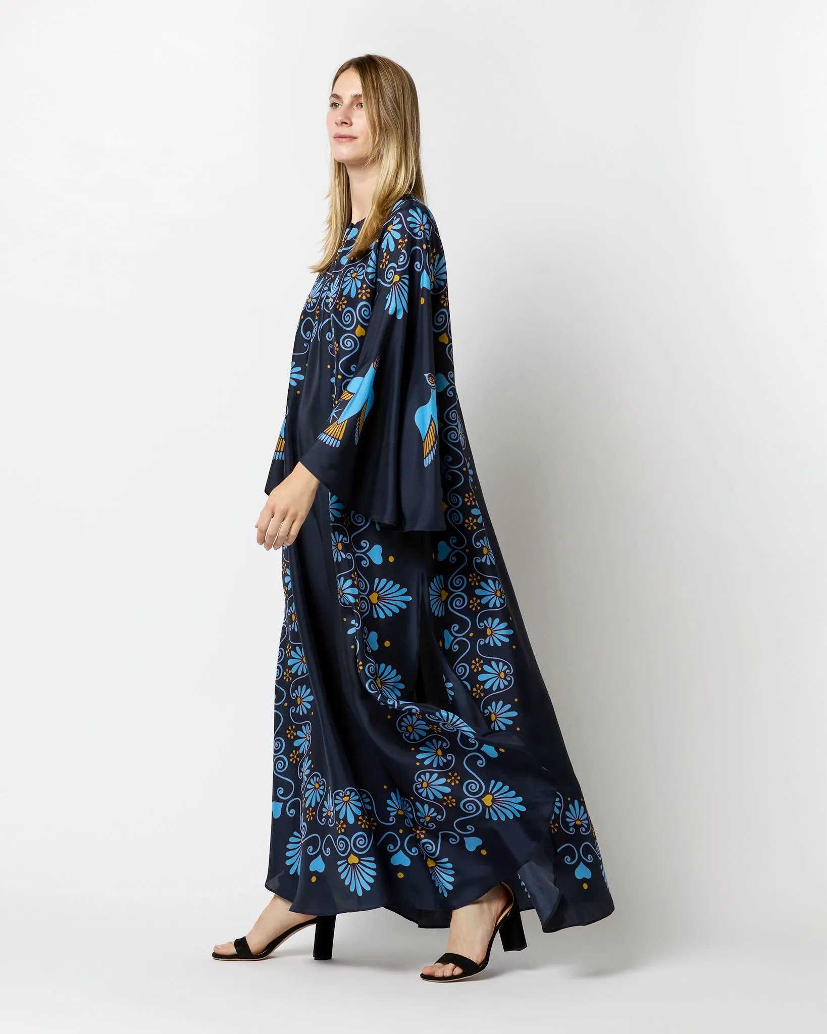 Flying Dress in Navy Olympus Placée Silk Voile