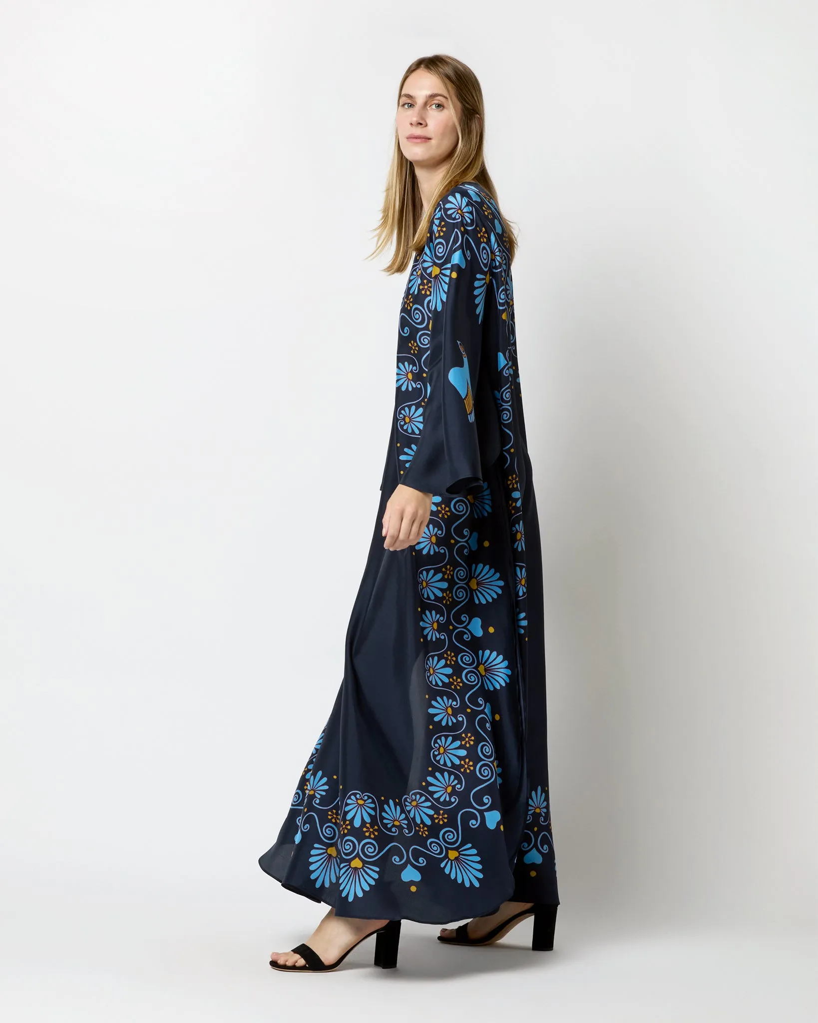 Flying Dress in Navy Olympus Placée Silk Voile