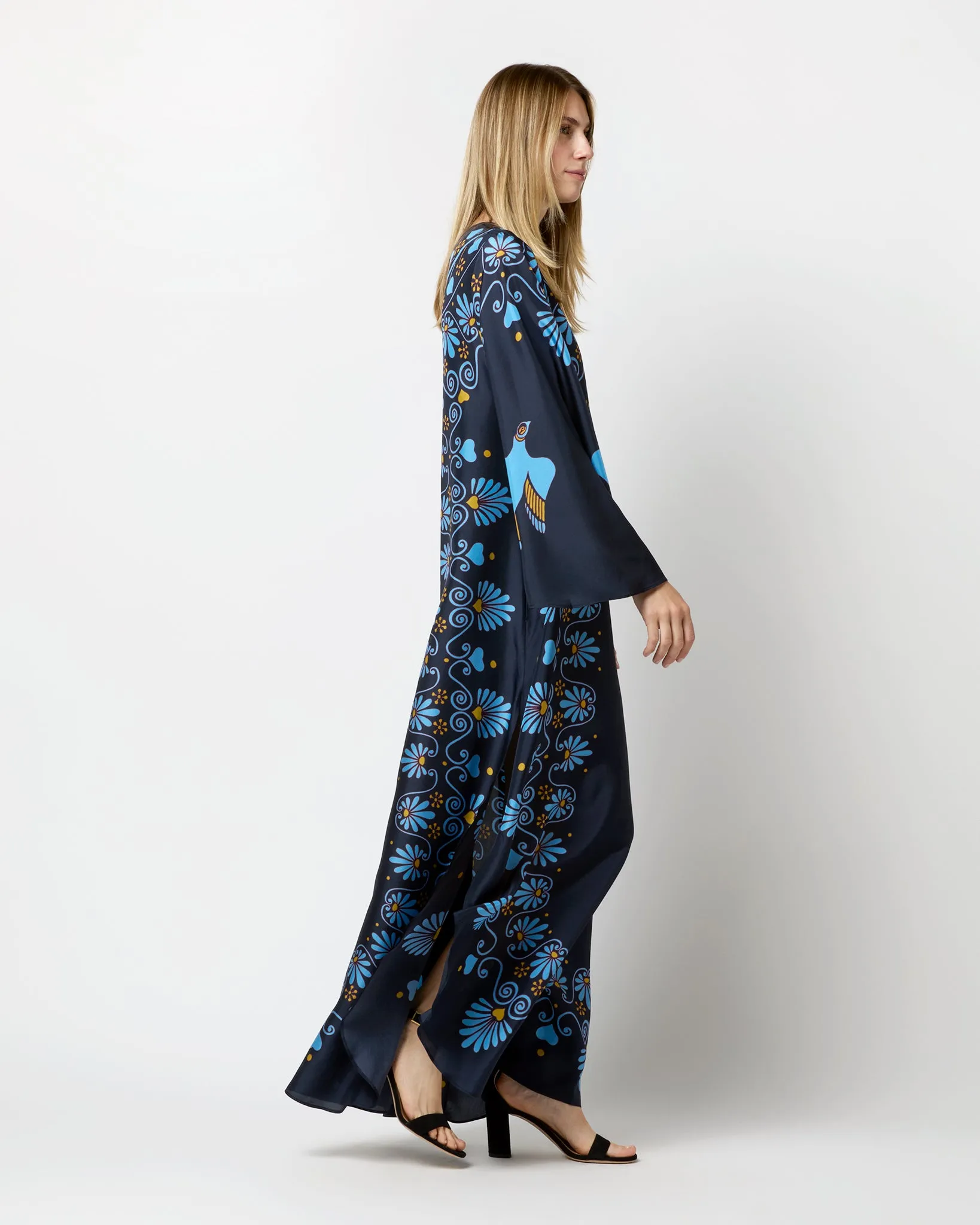 Flying Dress in Navy Olympus Placée Silk Voile