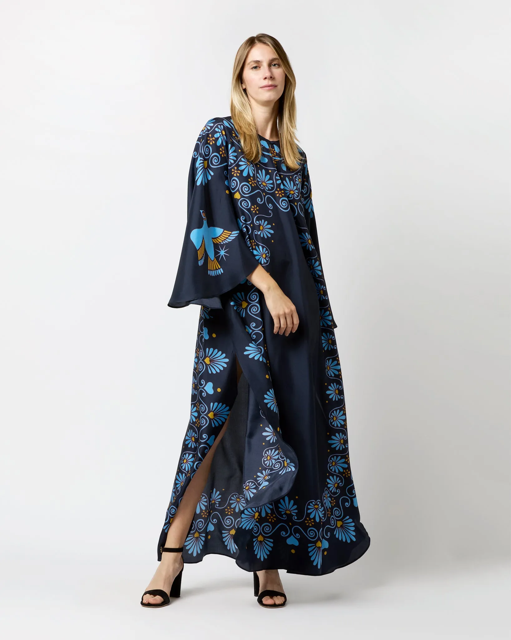Flying Dress in Navy Olympus Placée Silk Voile