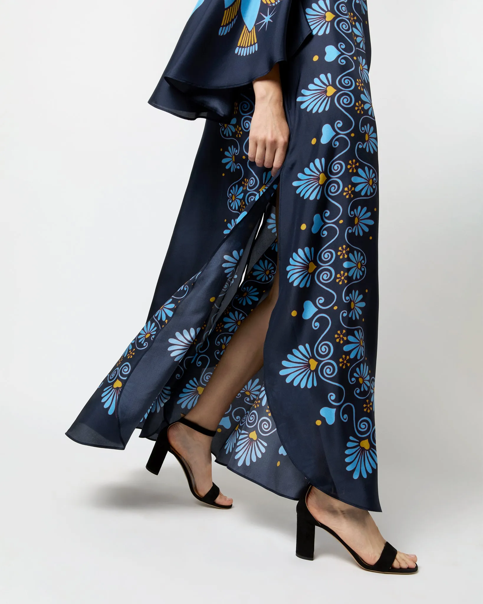 Flying Dress in Navy Olympus Placée Silk Voile