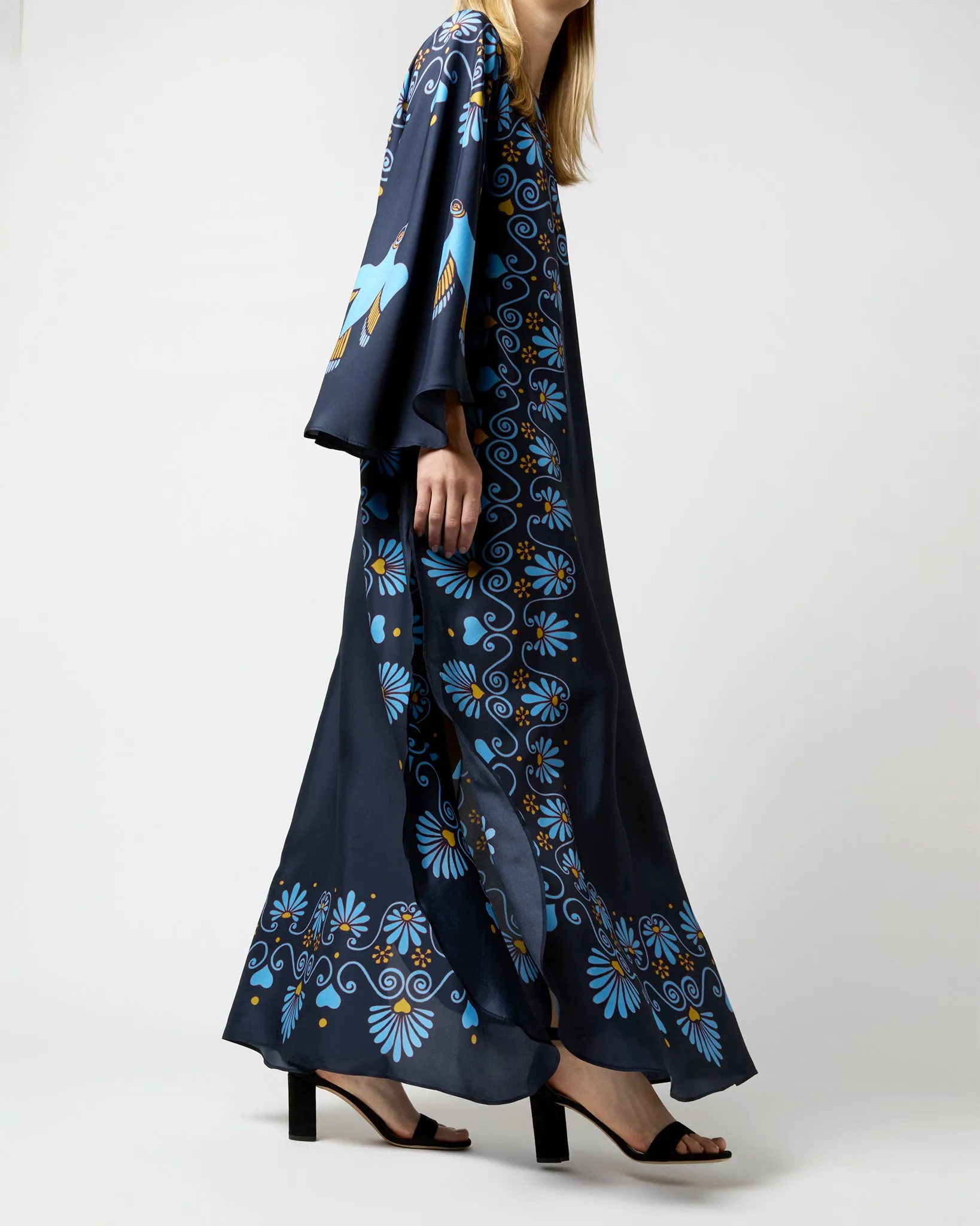 Flying Dress in Navy Olympus Placée Silk Voile