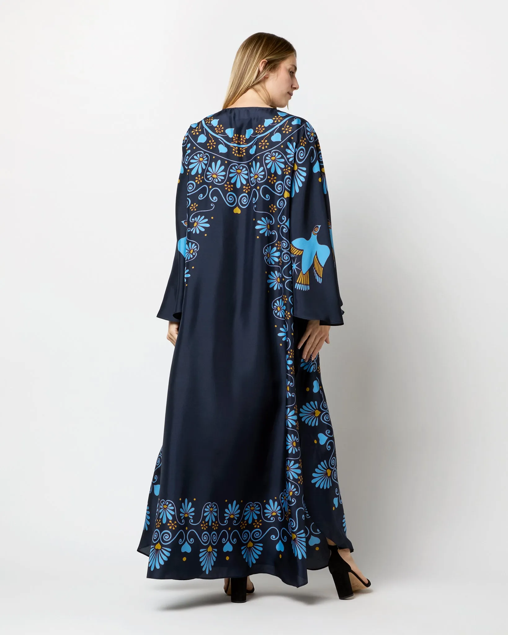 Flying Dress in Navy Olympus Placée Silk Voile