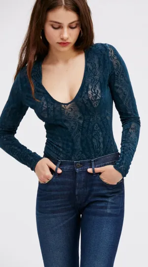 Free People On The Dance Floor Velvet Bodysuit