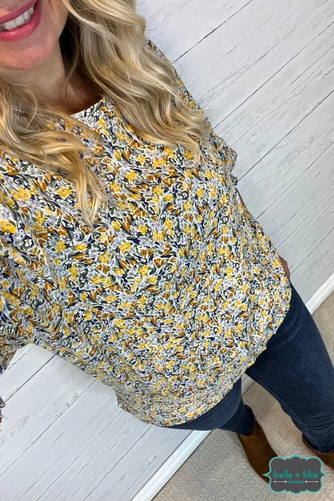 Freya Floral Smocked Top - Mustard