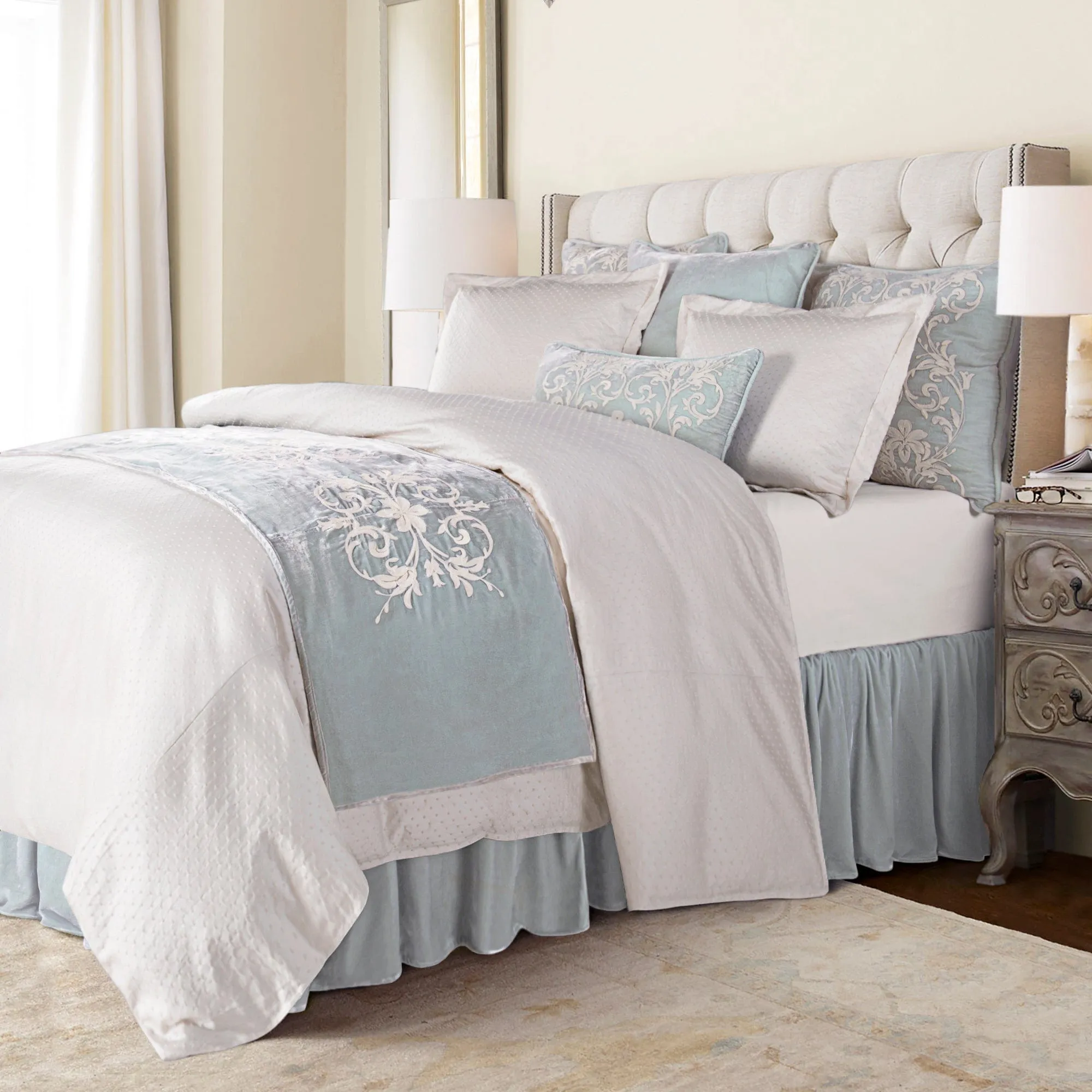 Gathered Velvet Bed Skirt