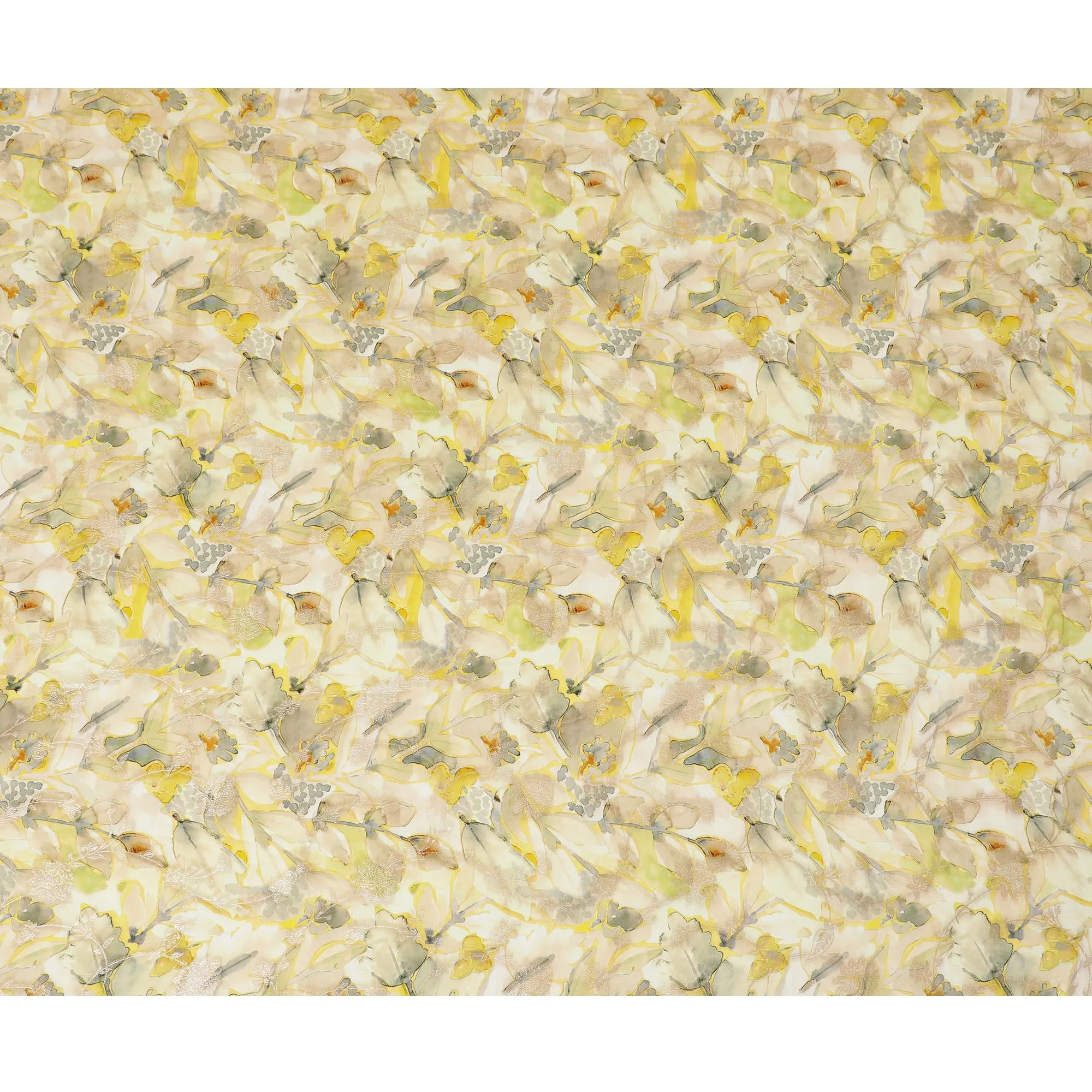 Golden Hues Floral Viscose Crepe Fabric - Elegant Printed Design, Crafted in India, 110cm Wide-D18717