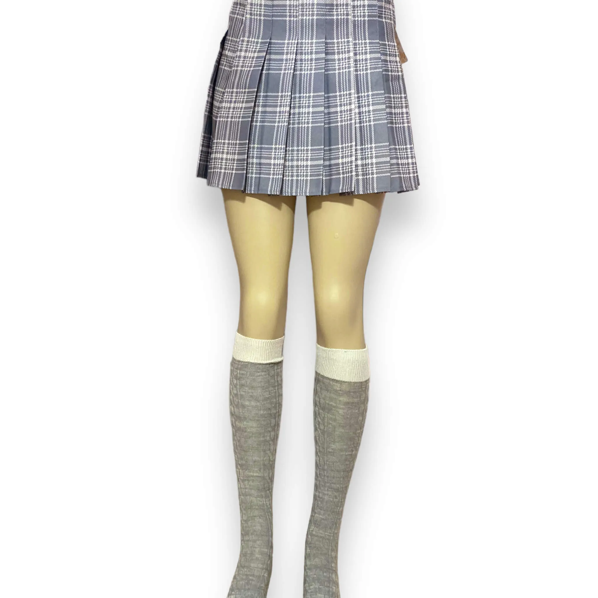 Gray Cable Knit Knee High Socks