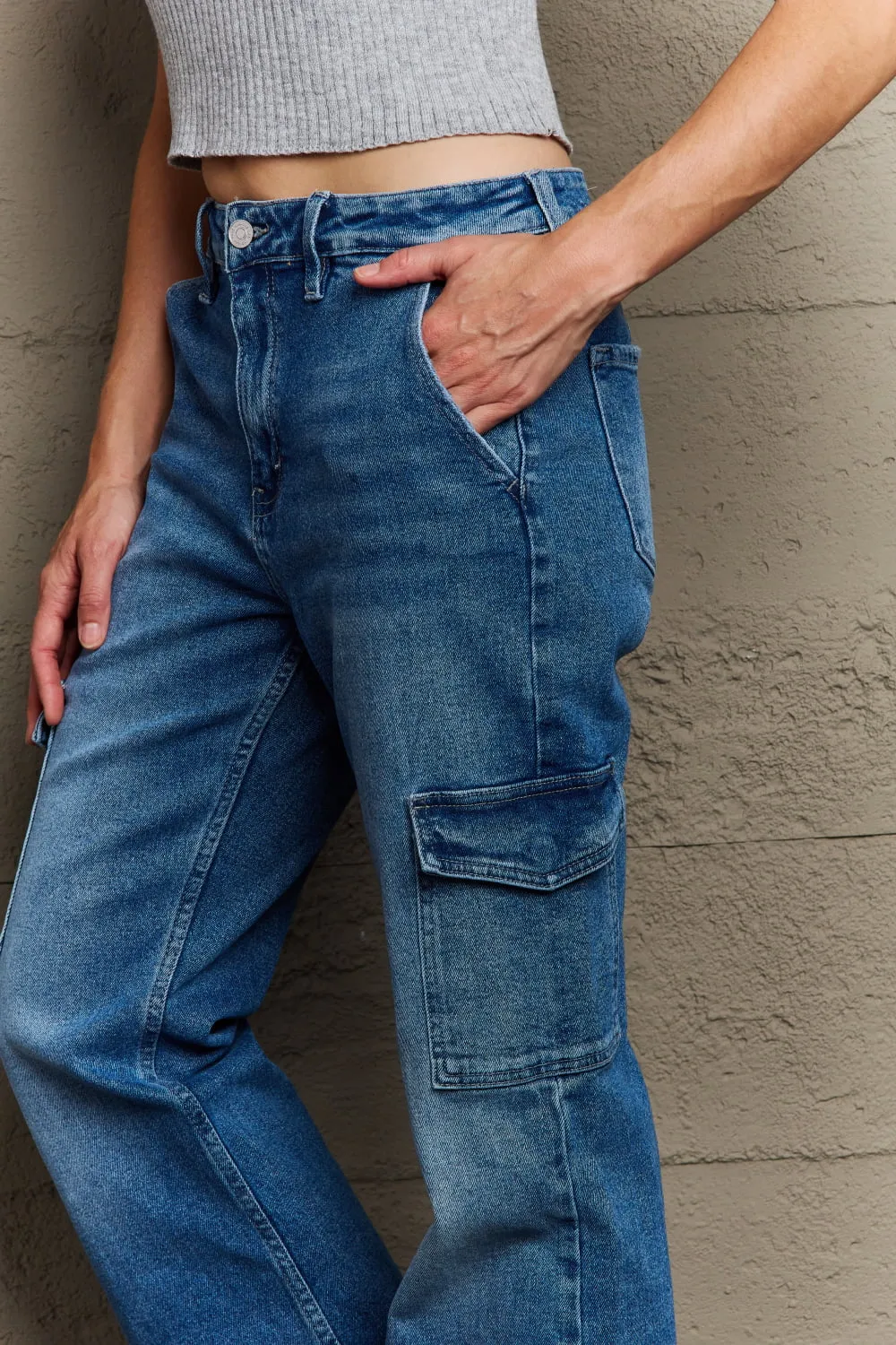 Holly High Waisted Cargo Flare Jeans