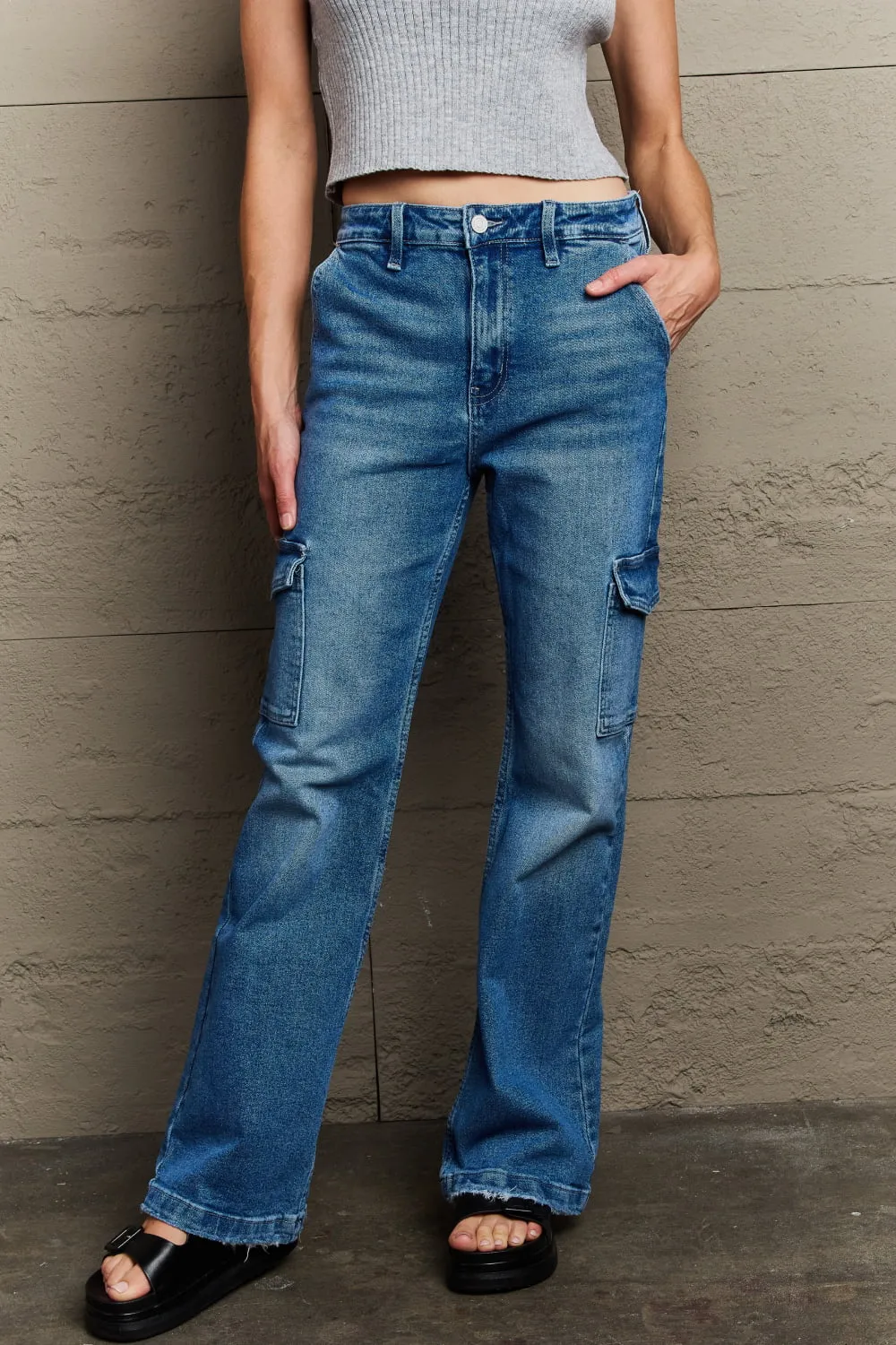 Holly High Waisted Cargo Flare Jeans