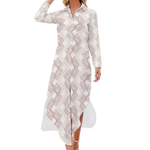 Ishan Button Neck Long Sleeve Shirt Dress -3 colors