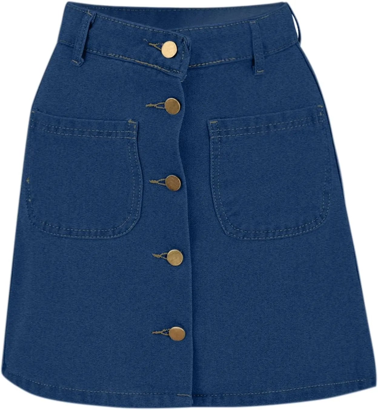 Jean Skirts for Women Denim High Waisted Trendy Stretchy Button Front Short Pencil Skirt with Patch