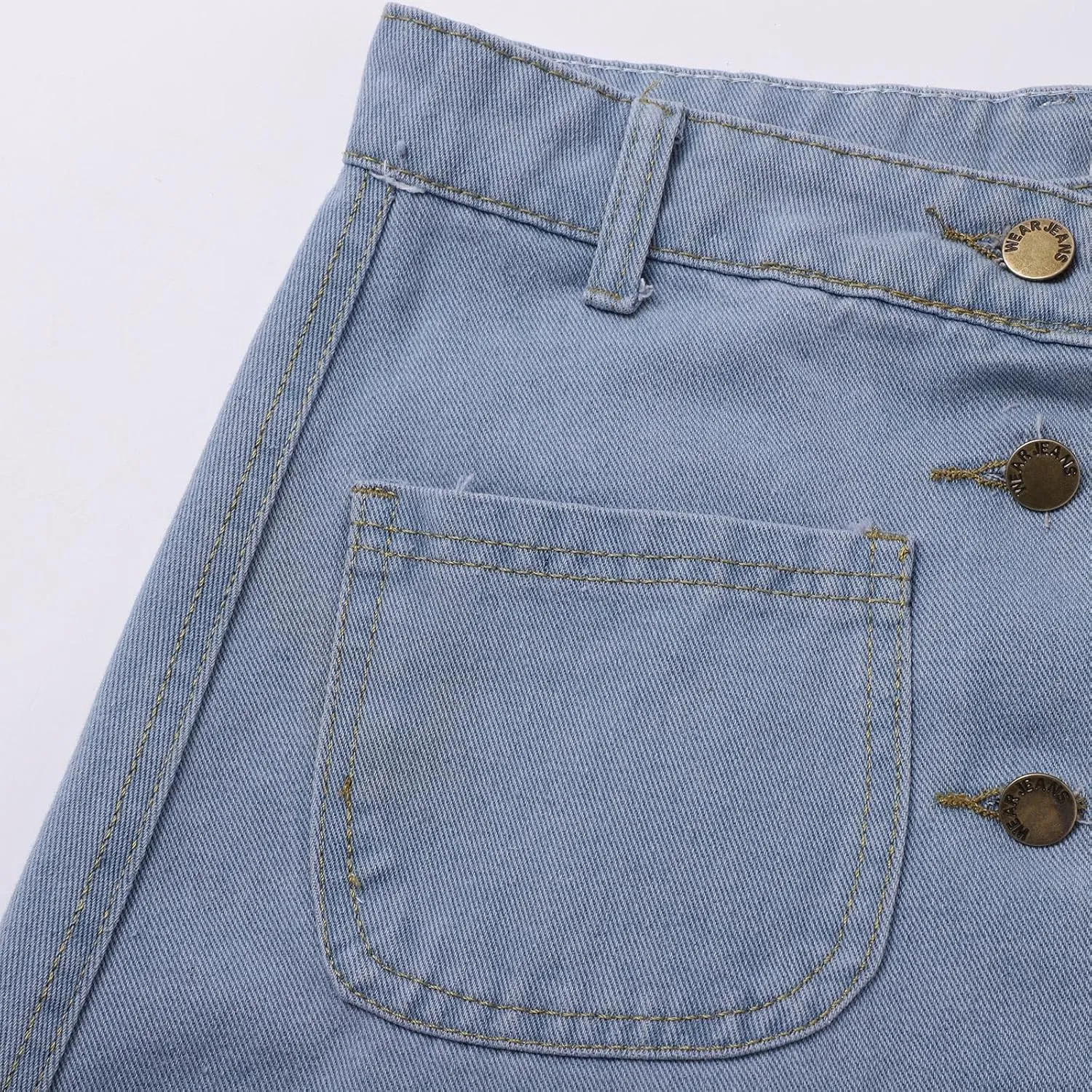 Jean Skirts for Women Denim High Waisted Trendy Stretchy Button Front Short Pencil Skirt with Patch