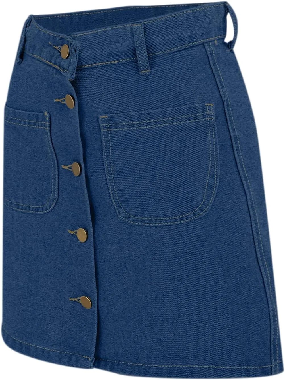 Jean Skirts for Women Denim High Waisted Trendy Stretchy Button Front Short Pencil Skirt with Patch