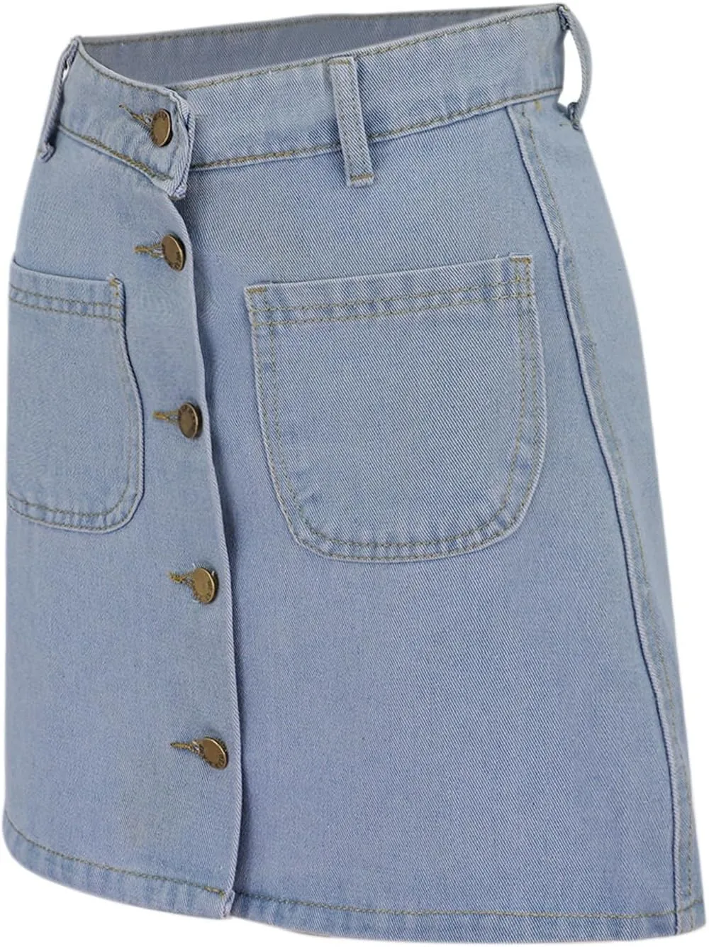 Jean Skirts for Women Denim High Waisted Trendy Stretchy Button Front Short Pencil Skirt with Patch